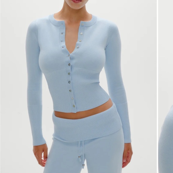 Frankies Bikinis Lenon Button Up Knit in Daydream NWT - Picture 1 of 4